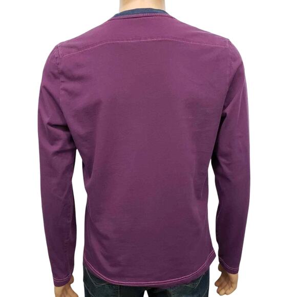 CLUB MONACO Long Sleeve T-shirt Tee Size S Crew Neck Purple Contrast Trim - Picture 6 of 10